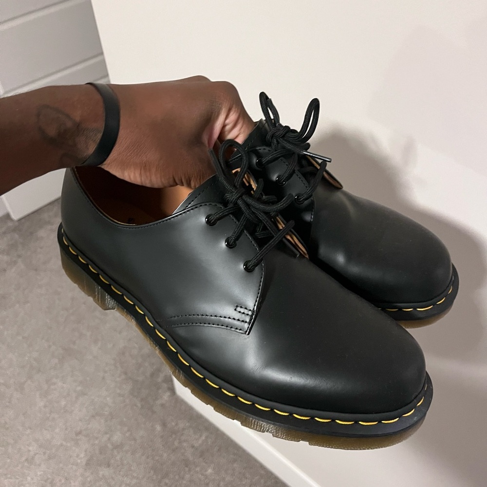 Dr. Martens 1461 Black Oxfords with Signature Yellow Stitching